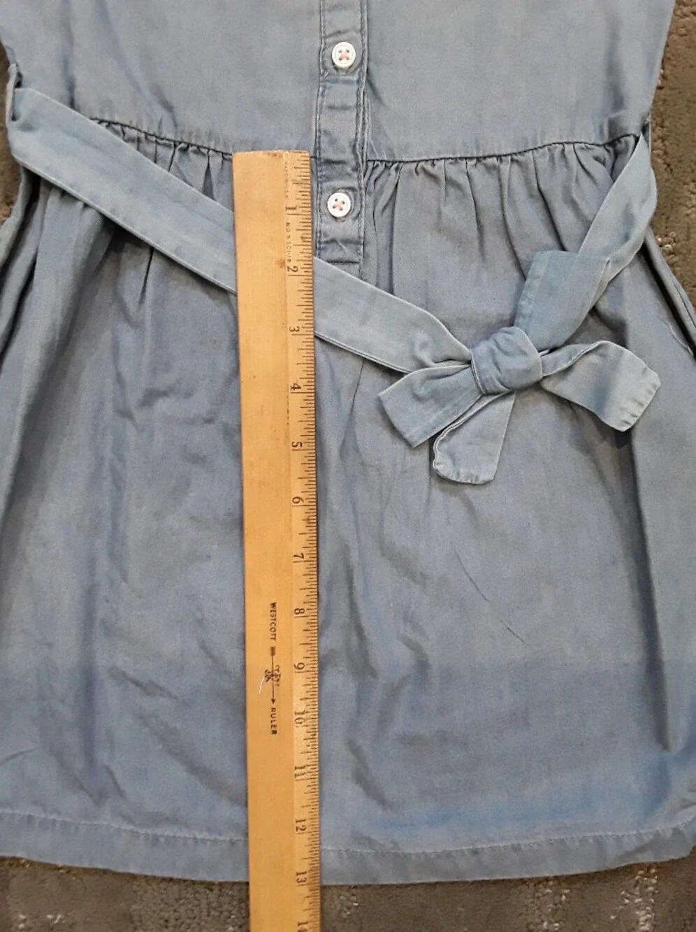 Carters Size 5 Blue Chambray (Soft Denim) Shirt Dress with Waist tie